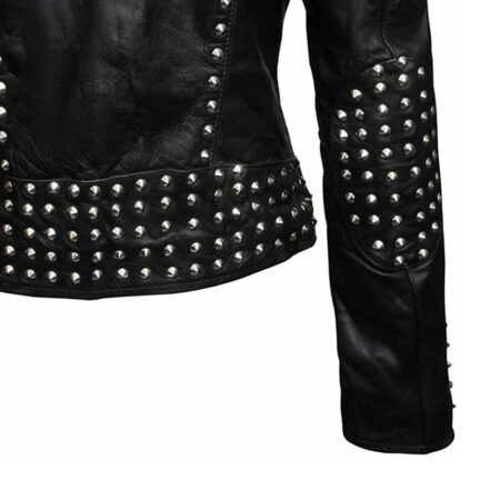 WOMEN’S ROCK METAL SPIKED STUDDED LEATHER JACKET4