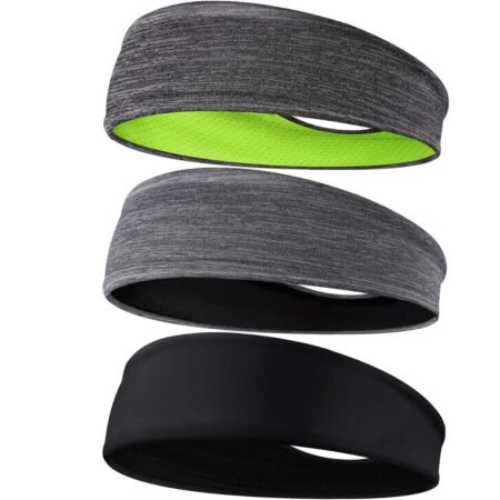 Men's Headbands, 3-Pack Head Band for Men, Sport Sweatbands for Running Fitness Yoga Cycling, Sweat Wicking Non Slip
