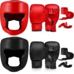 14 Pcs Boxing Gloves and Headgear Set for Beginners Youth 16 Ounce Boxing Gloves Headgear Helmet Hand Wraps Mouth Guards Equipment for Beginners Training Equipment Gifts